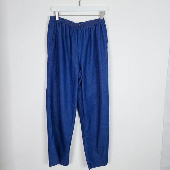 Pants - ALFRED DUNNER Grandma Pull on Wide Leg Pants 16P 16 Petite Blue TikTok